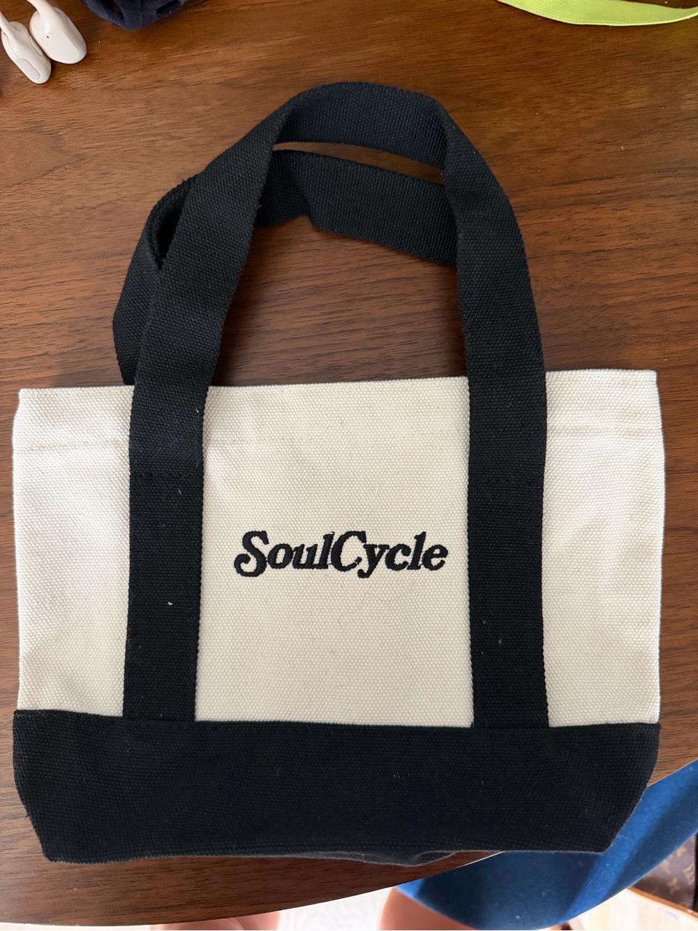 soulcycle Cream and Black Canvas Tote